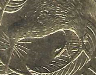 2013 Cud on Kiwi's leg NZ Dollar coin. Fine condition.